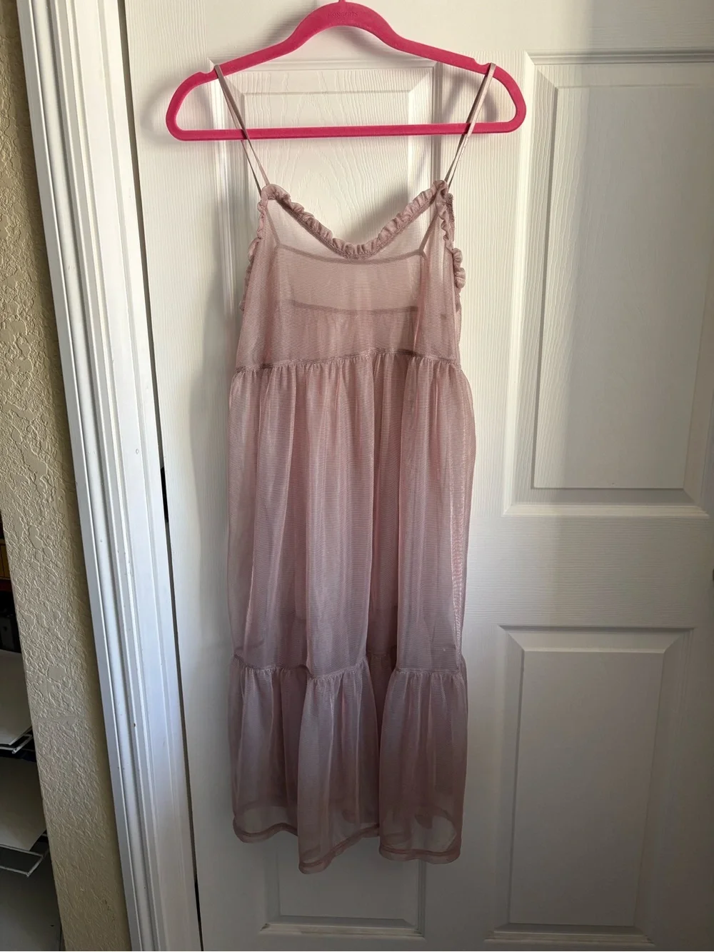 Sheer Sleeveless Pink Slip Dress